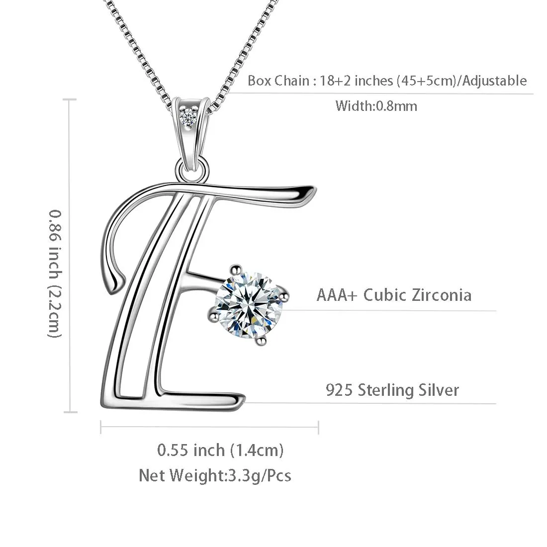 Tokyo Mart Women Initial E Letter Pendant Necklace Girl Name Jewelry Gift 925 Sterling Silver