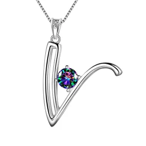 Tokyo Mart Women Initial V Letter Pendant Necklace Girl Name Jewelry Gift 925 Sterling Silver