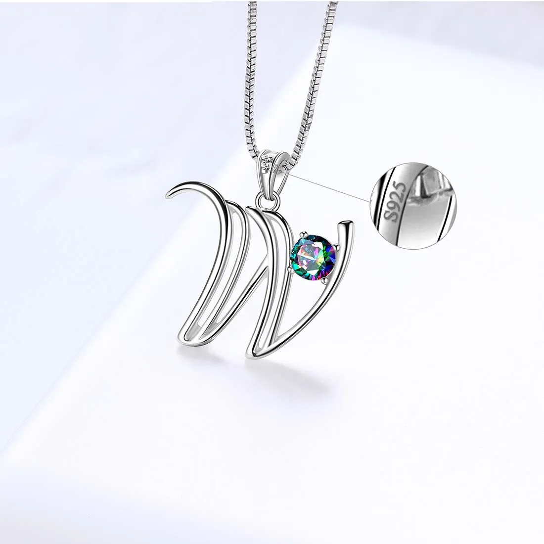 Tokyo Mart Women Initial W Letter Pendant Necklace Girl Name Jewelry Gift 925 Sterling Silver