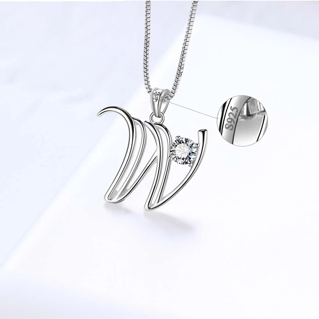 Tokyo Mart Women Initial W Letter Pendant Necklace Girl Name Jewelry Gift 925 Sterling Silver