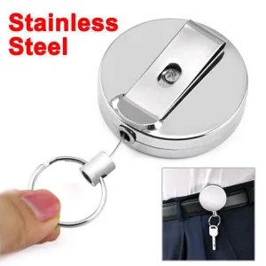 Tomtosh 2016 New High quality wholesale Retractable Metal Card Badge Holder Steel Recoil Ring Belt Clip Pull Key Chain