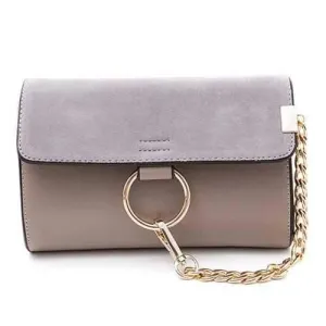 Trendy Splicing and Metal Ring Design Crossbody Bag For Women - Gray