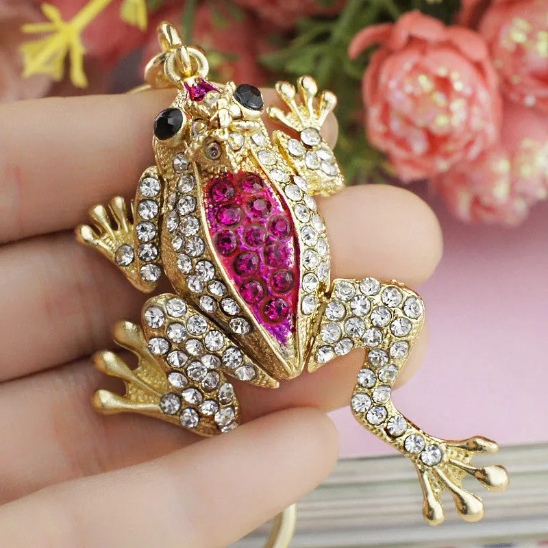 Unique Crown Frog Keyring Keychain Holder Fashion Metal HandBag Pendant Purse Bag Buckle Accessories Gift