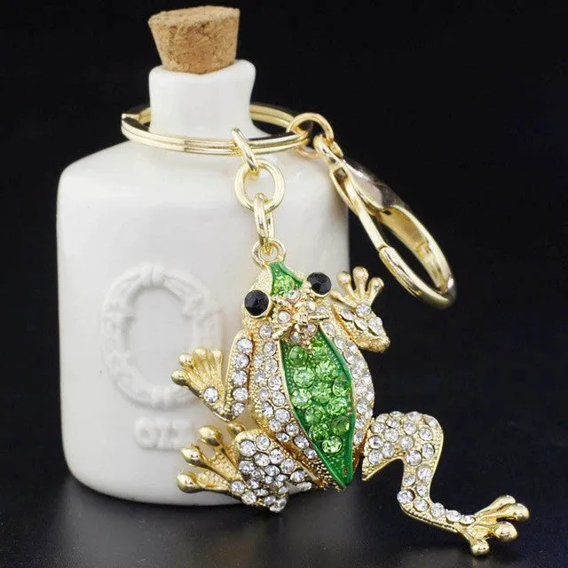 Unique Crown Frog Keyring Keychain Holder Fashion Metal HandBag Pendant Purse Bag Buckle Accessories Gift