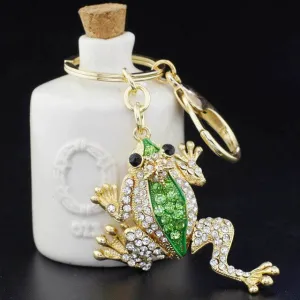 Unique Crown Frog Keyring Keychain Holder Fashion Metal HandBag Pendant Purse Bag Buckle Accessories Gift