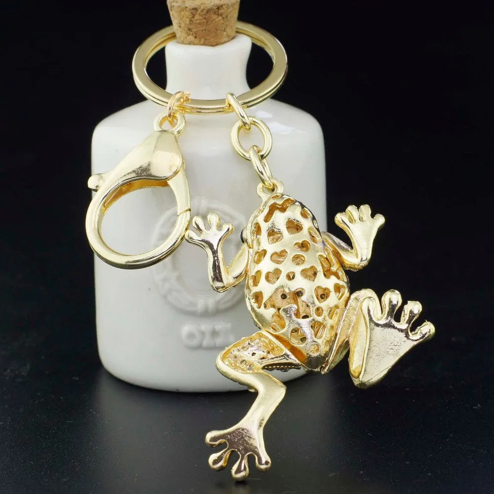 Unique Crown Frog Keyring Keychain Holder Fashion Metal HandBag Pendant Purse Bag Buckle Accessories Gift