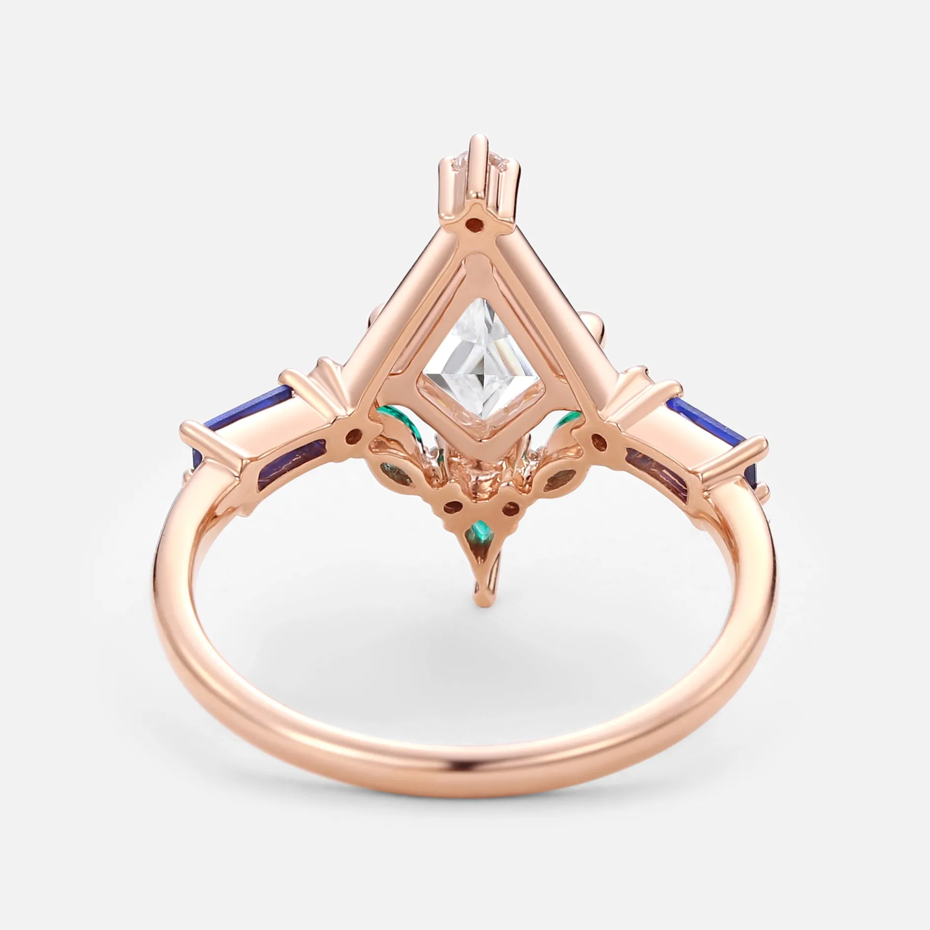 Unique Kite Cut Moissanite Curved Engagement Ring