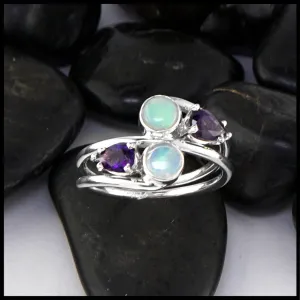 Unique Opal and Amethyst Ring in Silver