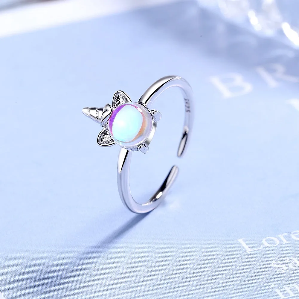 Unique Pure S925 Silver Unicorn Ring