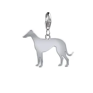 Whippet Silhouette Silver Charm