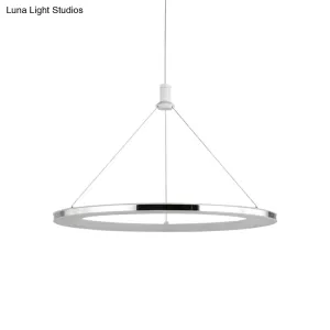 White Ring Pendant Light Fixture - Simple Acrylic Ceiling Suspension Lamp - 1/3/5-Head Option - 8"/12" Wide