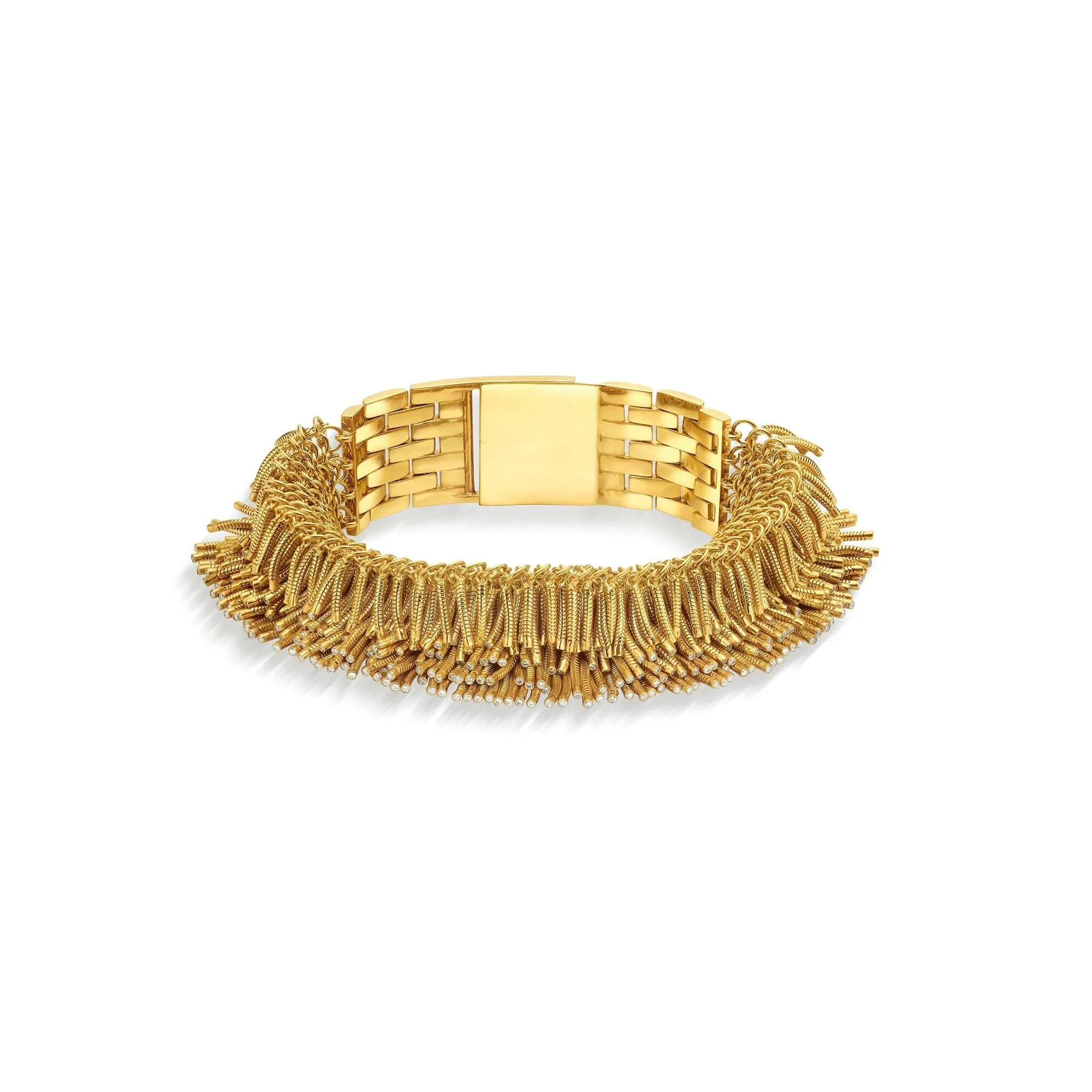 Wide Yellow Gold Fur Bracelet