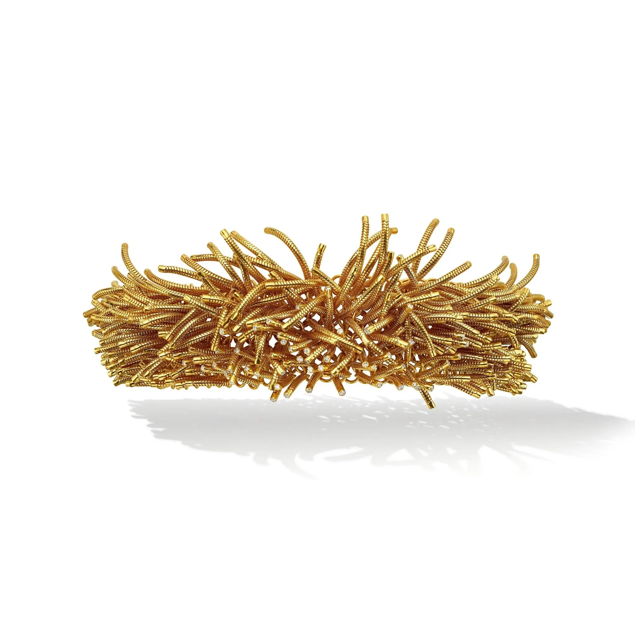 Wide Yellow Gold Fur Bracelet