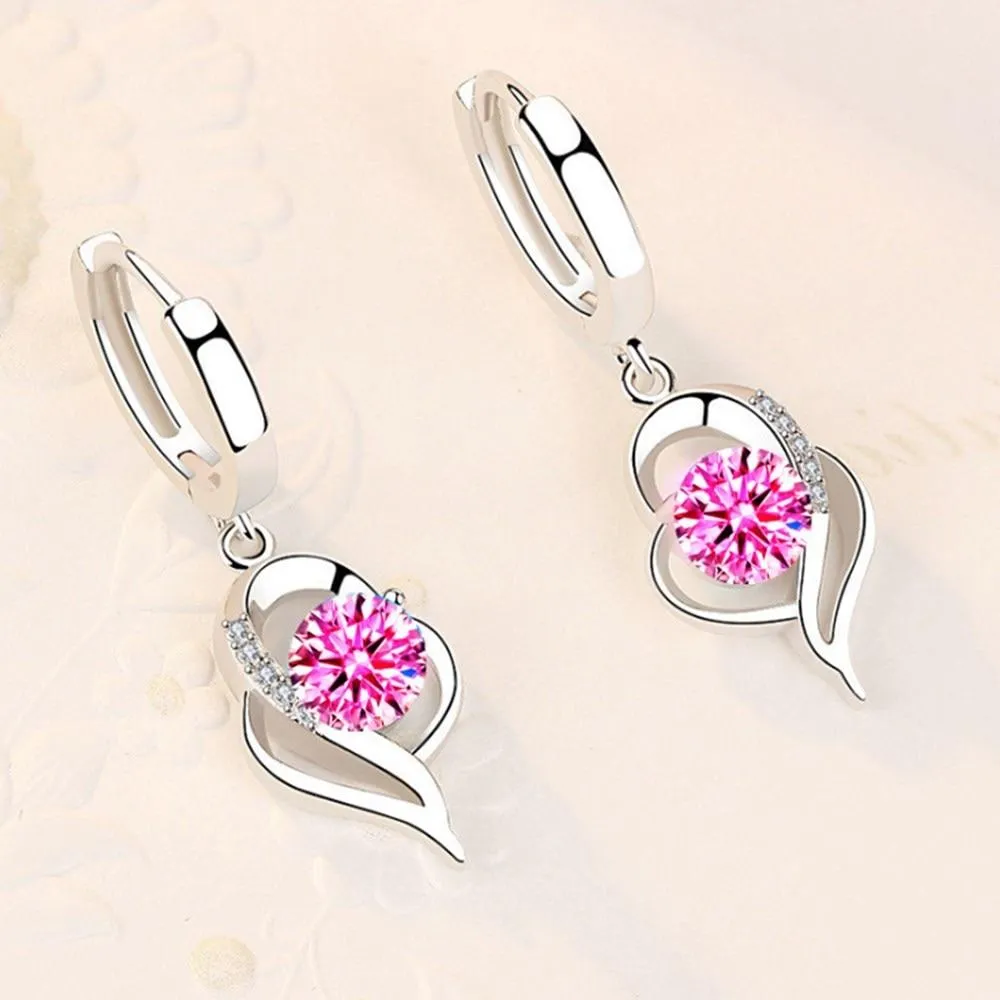 Women Sterling Silver Crystal Zircon Earrings