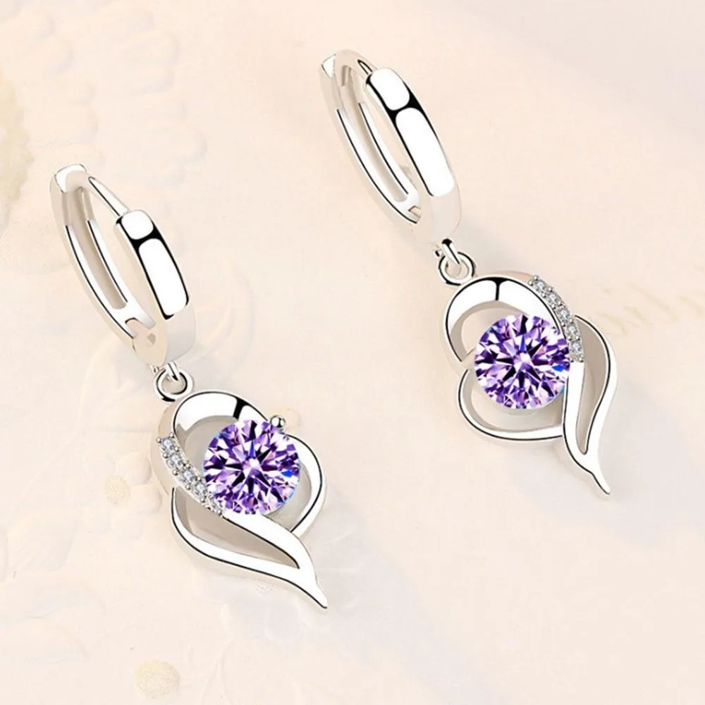 Women Sterling Silver Crystal Zircon Earrings