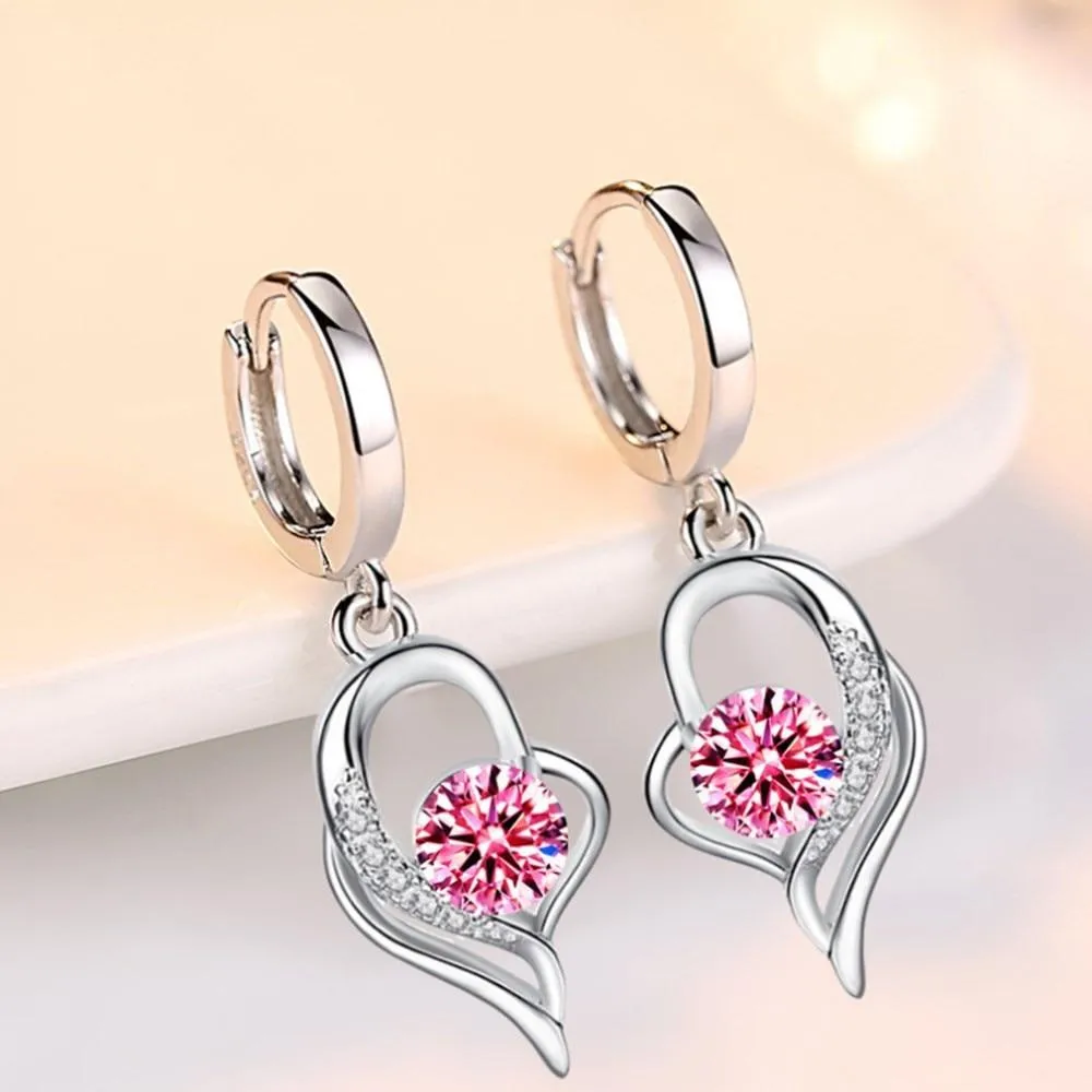 Women Sterling Silver Crystal Zircon Earrings