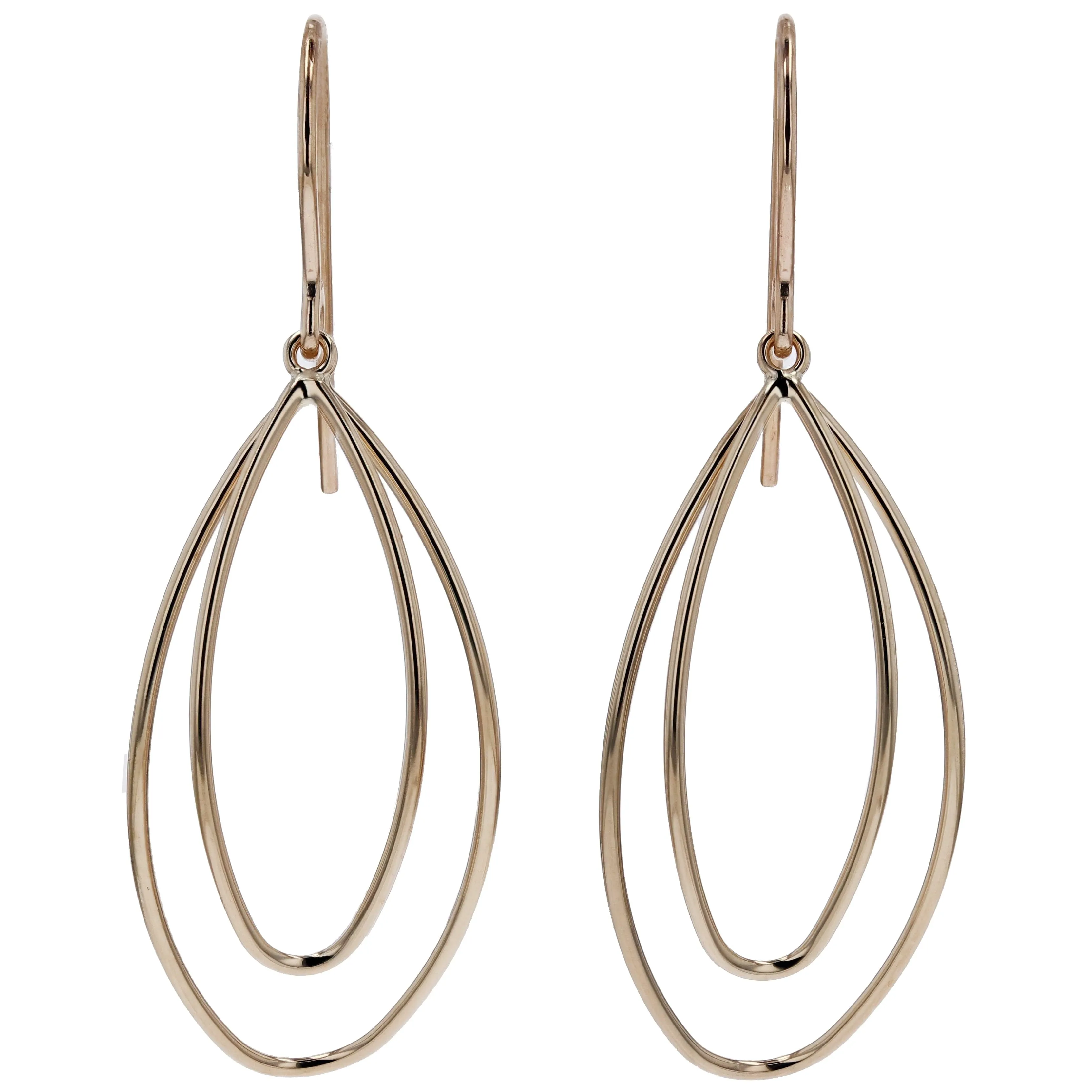 Yellow Gold Double Teardrop Dangle Earrings